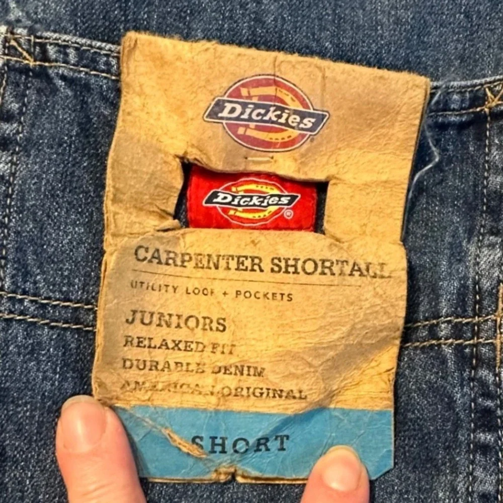 Dickies Carpenter Shortalls Juniors XL Blue Denim Relaxed Fit Utility - Picture 10 of 10